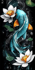 Diamond Art Kits for Adults Fish Diamond Painting Kits, 5D DIY Square Flower Full Drill Dimond Art Paintings Crystal Rhinestones Crafts for Adults for Home Wall Decor, Large Size 36 x 72 Inch,Model948