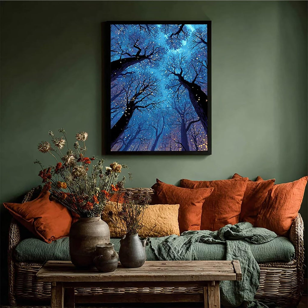 Starry Sky Diamond Art Kits for Adults, Tree 5D Diamond Painting, Full Drill Dimond Art Paintings for Beginners, DIY Pictures Gem Crafts for Adults, Hobbies for Women, Fall Decor, Gifts 40x54in E-2040