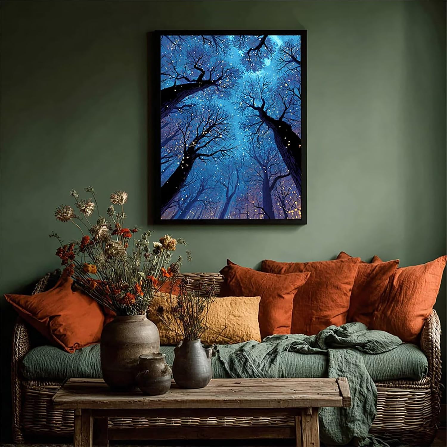 Starry Sky Diamond Art Kits for Adults, Tree 5D Diamond Painting, Full Drill Dimond Art Paintings for Beginners, DIY Pictures Gem Crafts for Adults, Hobbies for Women, Fall Decor, Gifts 40x54in E-2040
