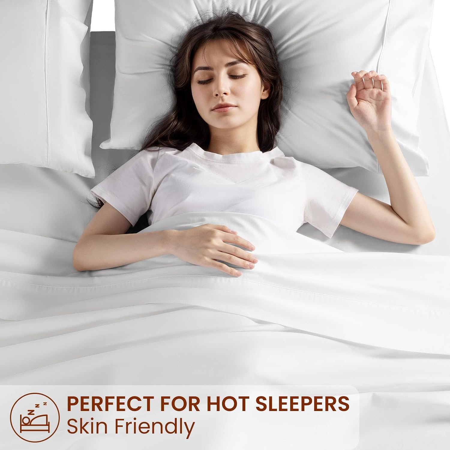 LBRO2M 1500 Thread Count Sheets 100% Egyptian Cotton Sheets Set 16 Inches Deep Pocket Queen Size Bedding 4 Pcs Sets (Queen, White)