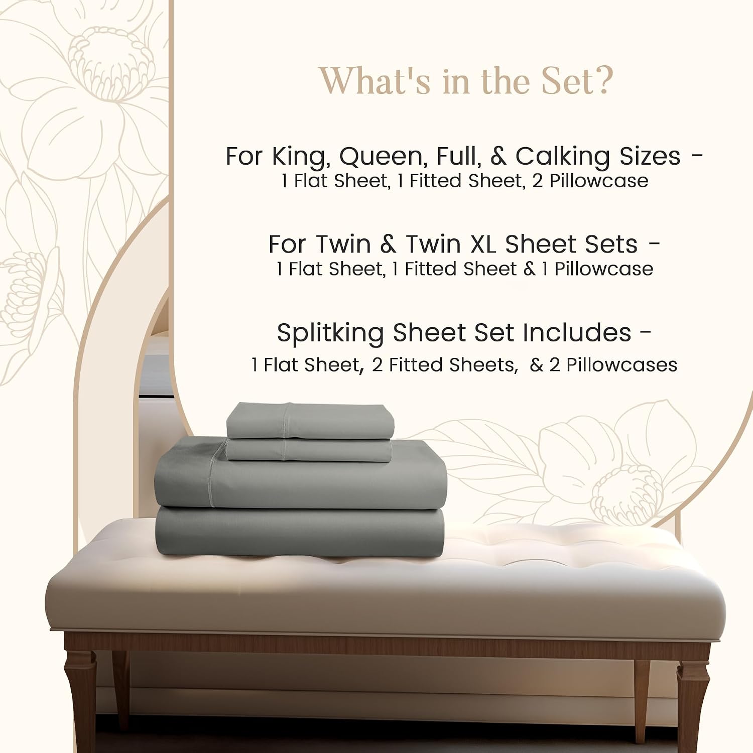 100% Cotton Sheets California King Size Sheets Set, CalKing Sheet Set, 800 Thread Count Sateen Weave Luxury Hotel Sheets, Naturally Cool Long Staple Egyptian Cotton, No Pilling & Shrink - Silver