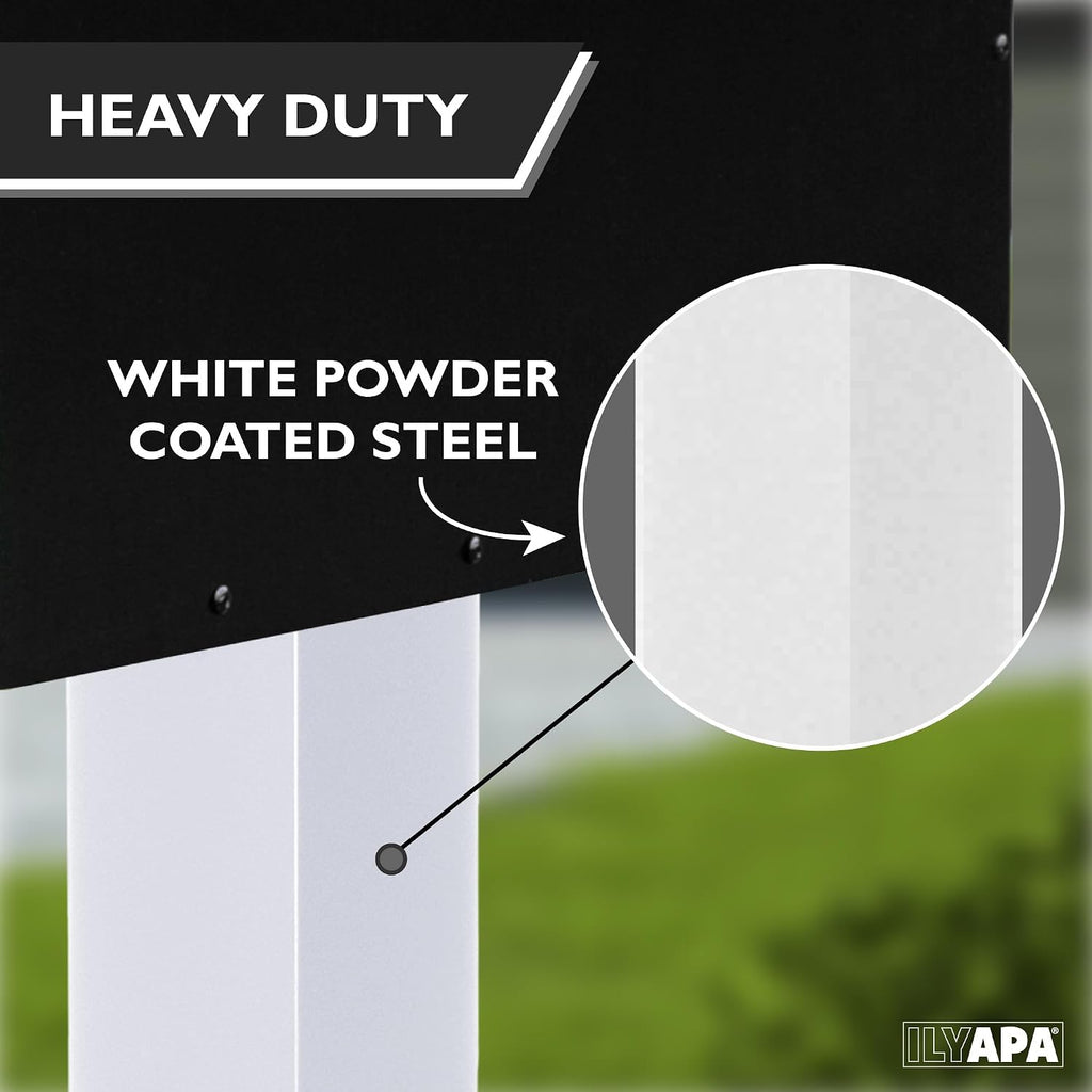 Ilyapa White Mailbox Post for Outside - 43x4x4 inch Modern Metal Mailbox Post Sleeve with Two Universal Mounting Plate Brackets for Residential
