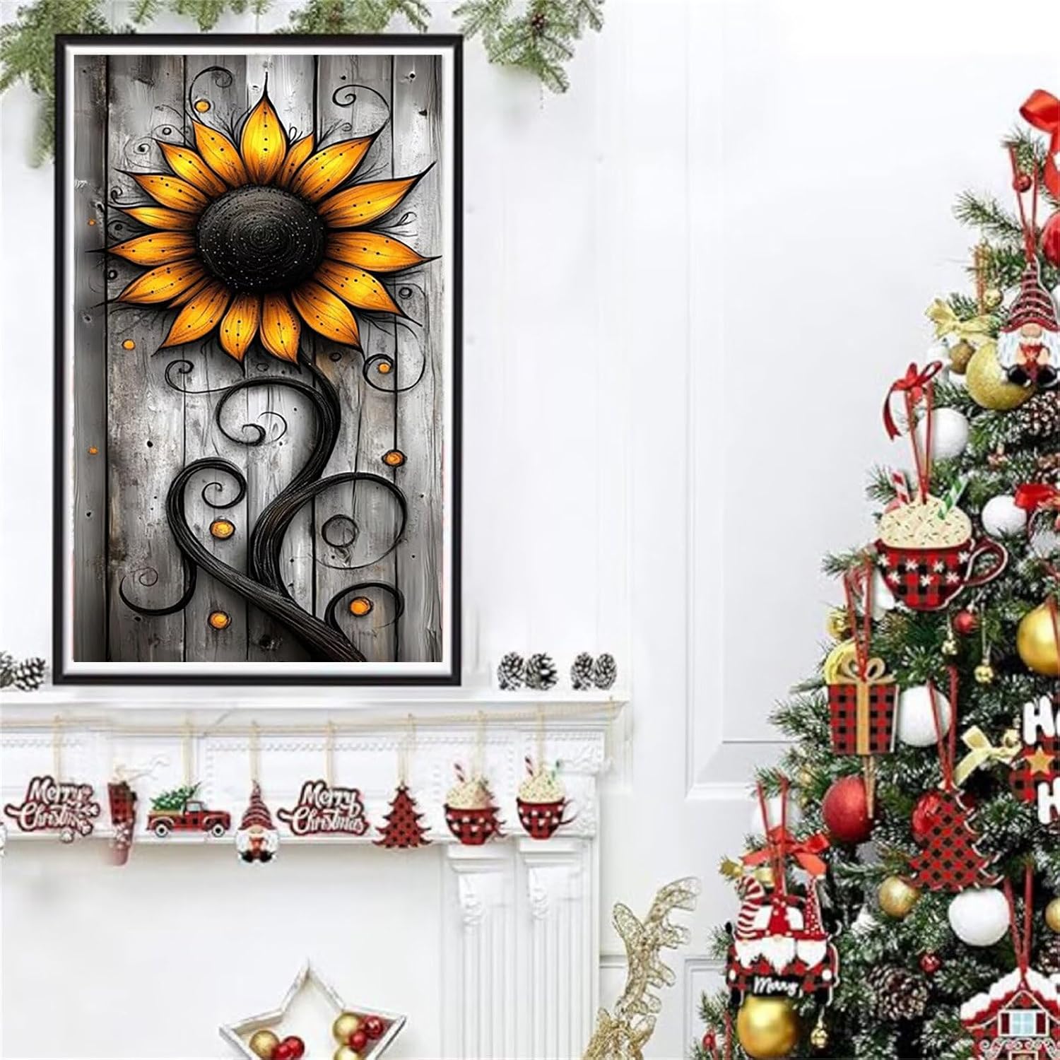 Diamond Art Kits for Adults Sunflower Diamond Painting Kits, 5D DIY Round Flower Full Drill Dimond Art Paintings Crystal Crafts for Adults for Gift Home Wall Decor, Large Size 40 x 80 Inch, Model873