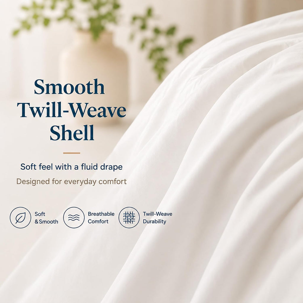 Lightweight Cooling Comforter, 100% Viscose from Bamboo Shell and Fill, Breathable Duvet Insert with Gentle Weight and Comforting Coverage, King 106' x 90'