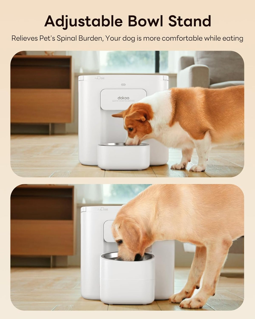 Automatic Dog Feeder for Large Breed, 15L/ 63Cups Vacuum-Sealed Airtight 100% Fresh Timed Home Auto Pet Feeder, Anti-Clog Pet Food Dispenser, 2-22mm Kibble, Voice Record, Dual Power, Stainless Steel
