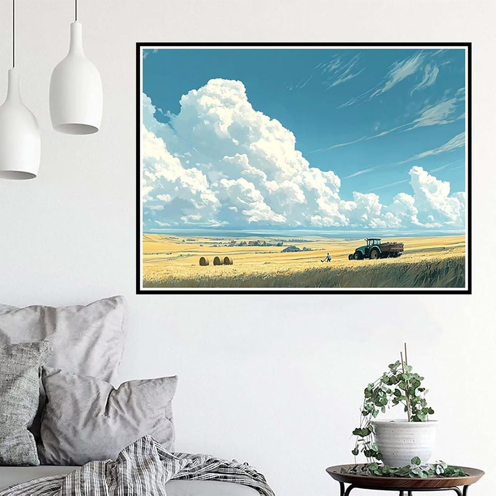 Diamond Art Farm Diamond Painting Tractor Dimond Art Painting for Adults, DIY 5D Crystal Gem Crafts Mosaic Kits for Adults Hobbies for Women Gifts, Home Wall Room Decor, 52x40inch -zjn2501157