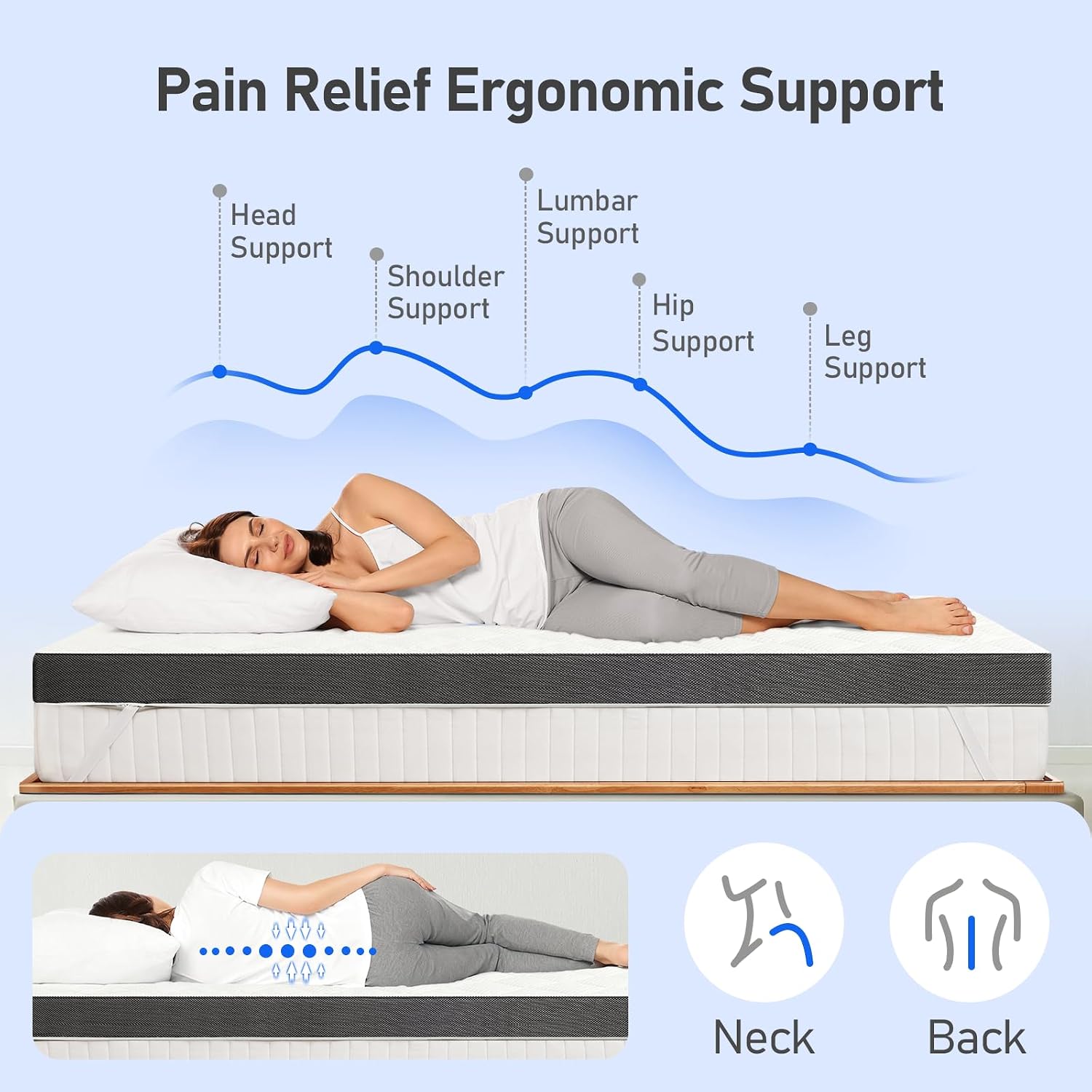 Extra Firm King Mattress Topper: 3 Inch Super Support Mattress Pad, High Density Foam for Back Pain, Breathable Washable Cover with Anti-Slip Straps, No Smell, CertiPUR-US Oeko-Tex Certified 80x76