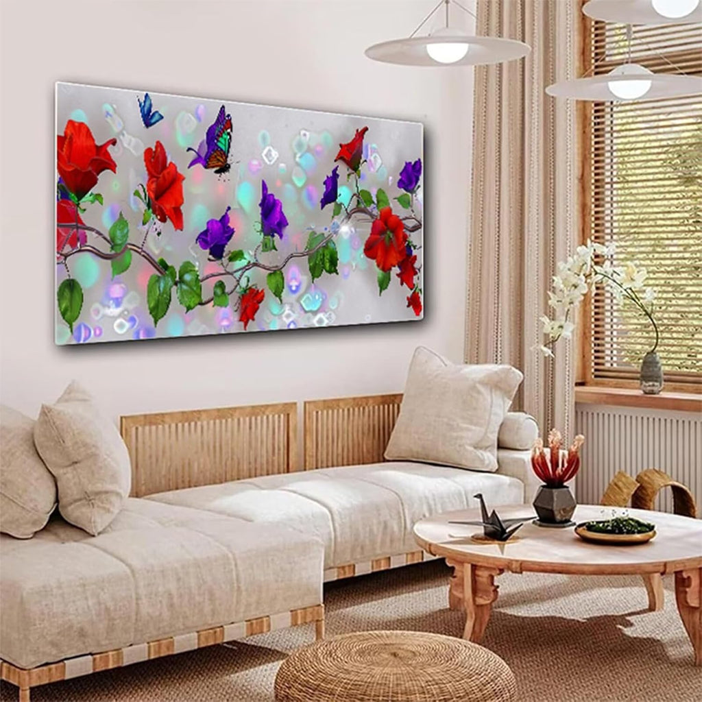 Diamond Painting Butterfly Diamond Art Kits for Adults, Dimond Art Painting Plant Mosaic Kits for Beginner, DIY Full Square Drill Large Gem Arts and Crafts Paintings, Home Wall Decor 88x32 Inch Z4-525