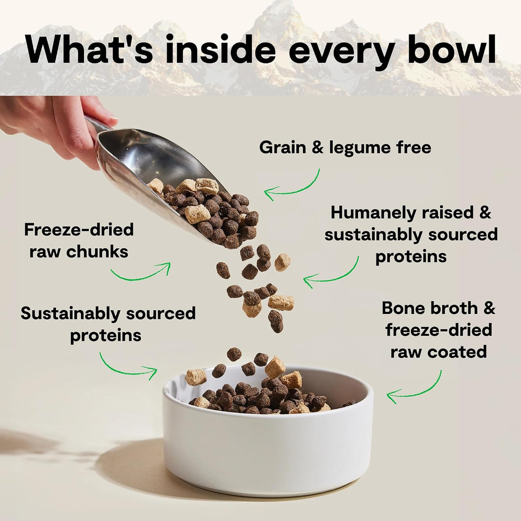 Open Farm, RawMix Grain-Free Dry Dog Food for Large Breeds, Protein-Packed Kibble Coated in Bone Broth with Freeze Dried Raw Chunks, Salmon Chicken & Turkey, Large Breed Recipe, 20lb Bag