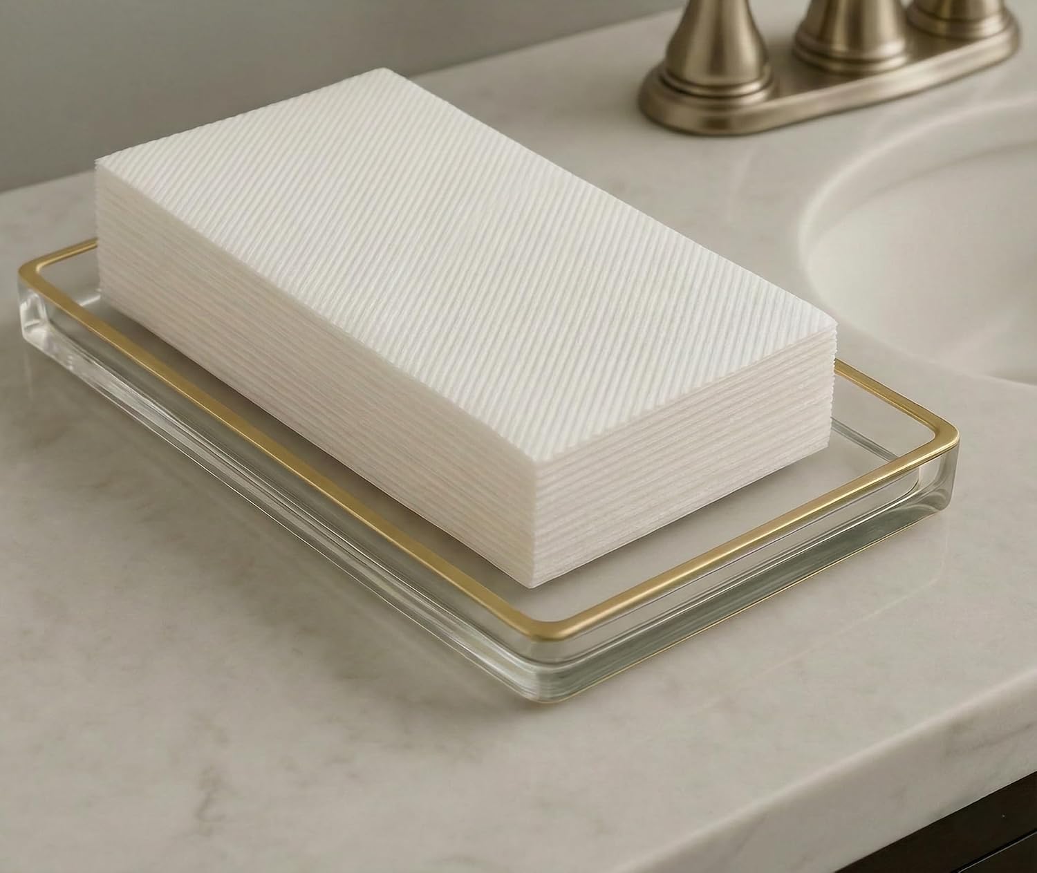 1200 Lillian Disposable Bathroom Napkins | Single-Use Linen-Feel Guest Towels | Cloth-Like Hand Tissue Paper, White, 12' x 17', White
