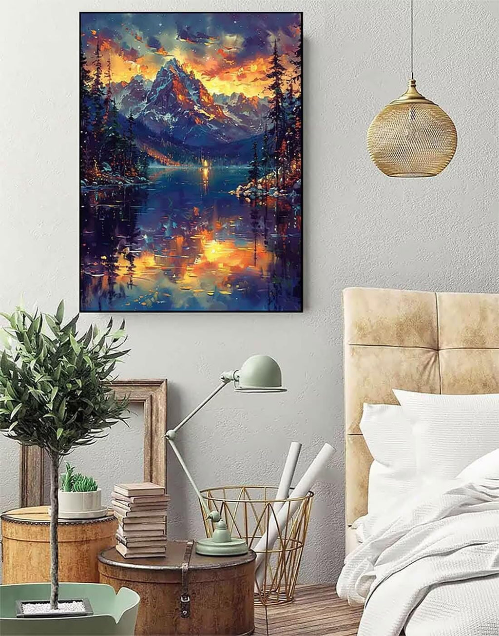 Diamond Art Mountain Diamond Painting Landscape Dimond Art Painting for Adults Beginners, 5D Crystal Gem Crafts Mosaic Kits for Adults Hobbies for Women Gifts, Room Decor, 36 x 48 Inch Canvas -zjn2644