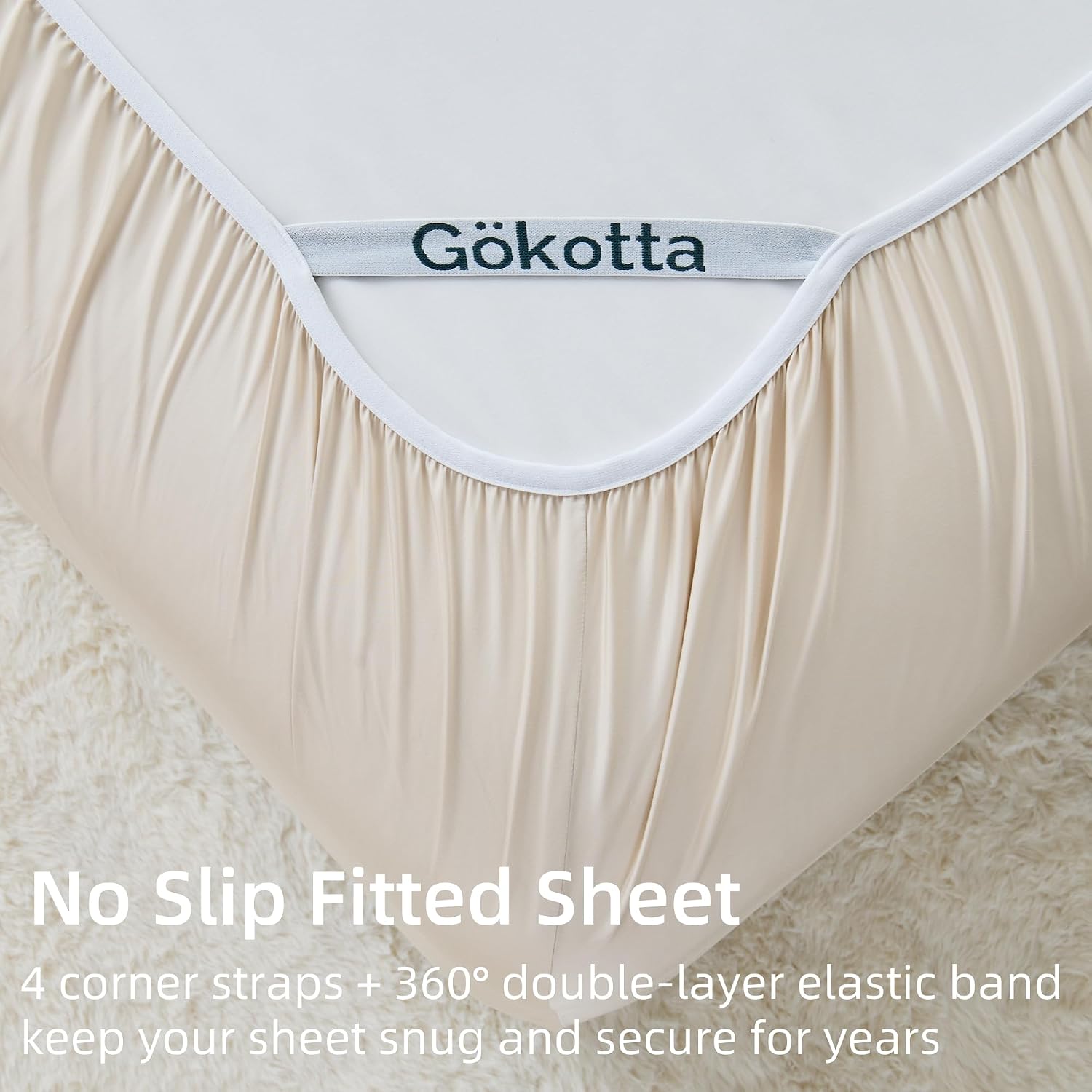 GOKOTTA Split King Sheets Set 5 Pieces, 100% Rayon Derived from Bamboo Sheets Split King Size, Soft Breathable Sheets, 16' Deep Pocket Sheets with Elastic Corner Straps, Moisture Wicking