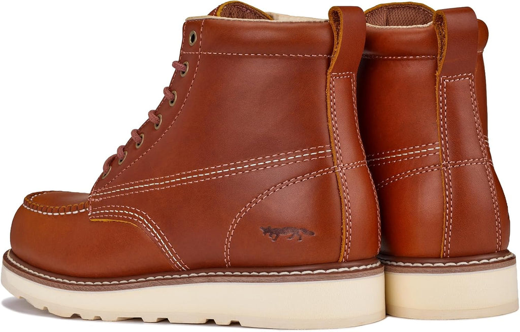 Golden Fox Work Boots 6' Men's Moc Toe Wedge Comfortable Boot for Construction