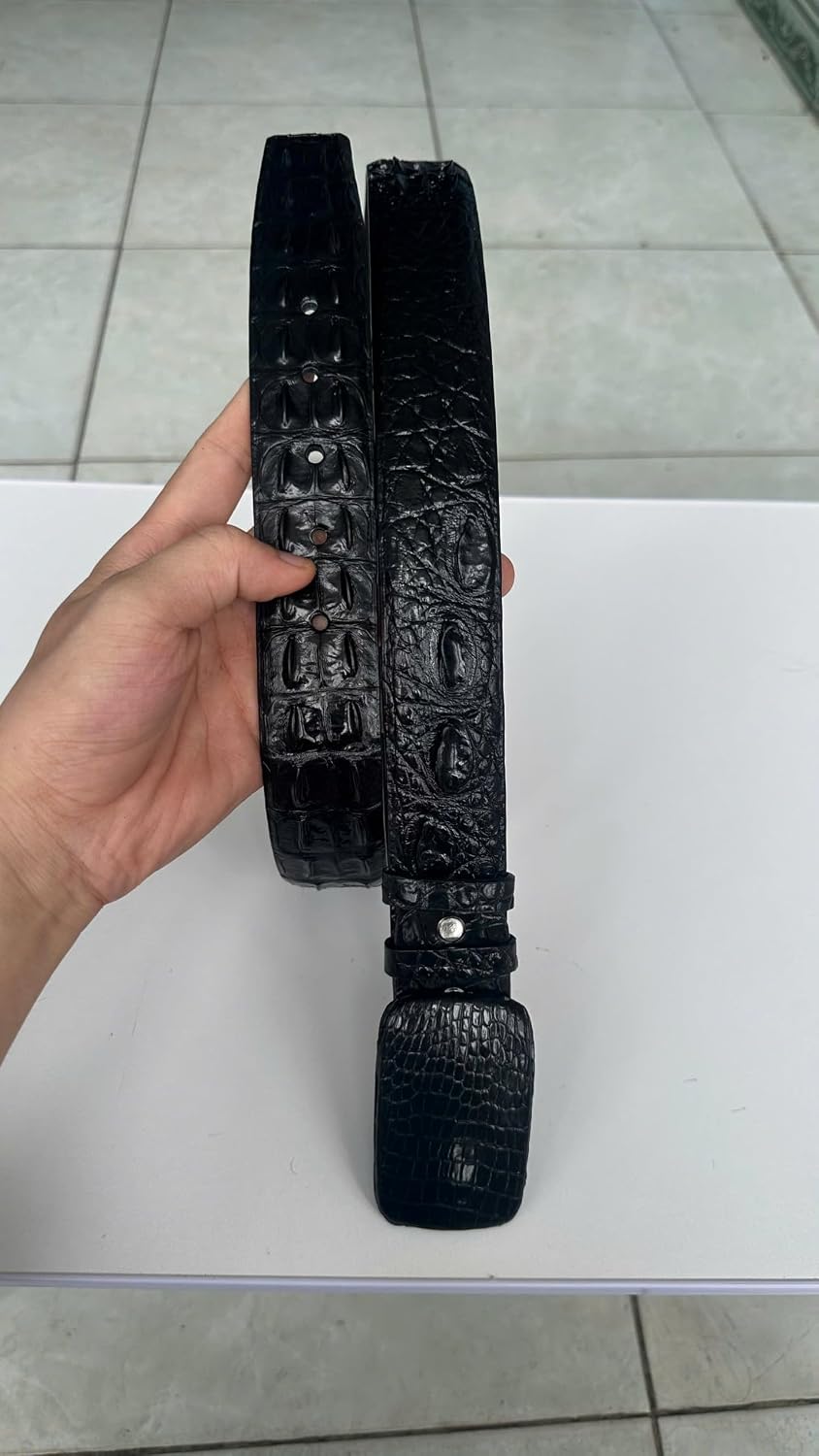 Genuine Alligator Leather Belts Buckle for Men, Crocodile Skin Belt for Mens