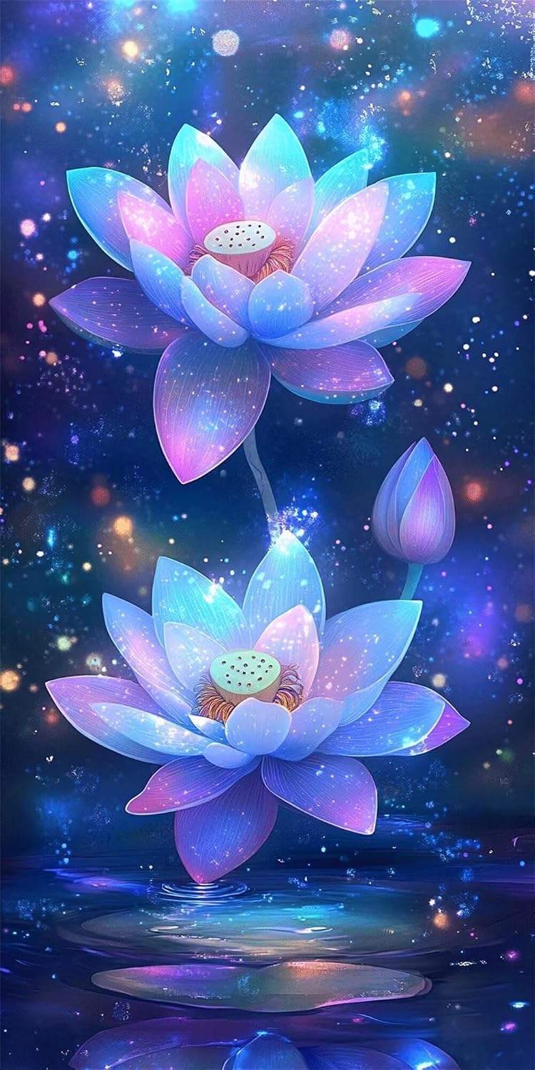 Diamond Art Kits for Adults Dream Diamond Painting Kits, 5D DIY Round Lotus Full Drill Dimond Art Paintings Crystal Rhinestones Crafts for Adults for Home Wall Decor, Large Size 36 x 72 Inch, Model741