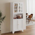 Bevivog 69' Pantry Cabinet,Tall Metal Storage Cabinet with 2 Glass Doors, Freestanding Display Cupboard Tall Bathroom Linen Cabinets with 5 Shelves Storage for Living Room Kitchen Pantry