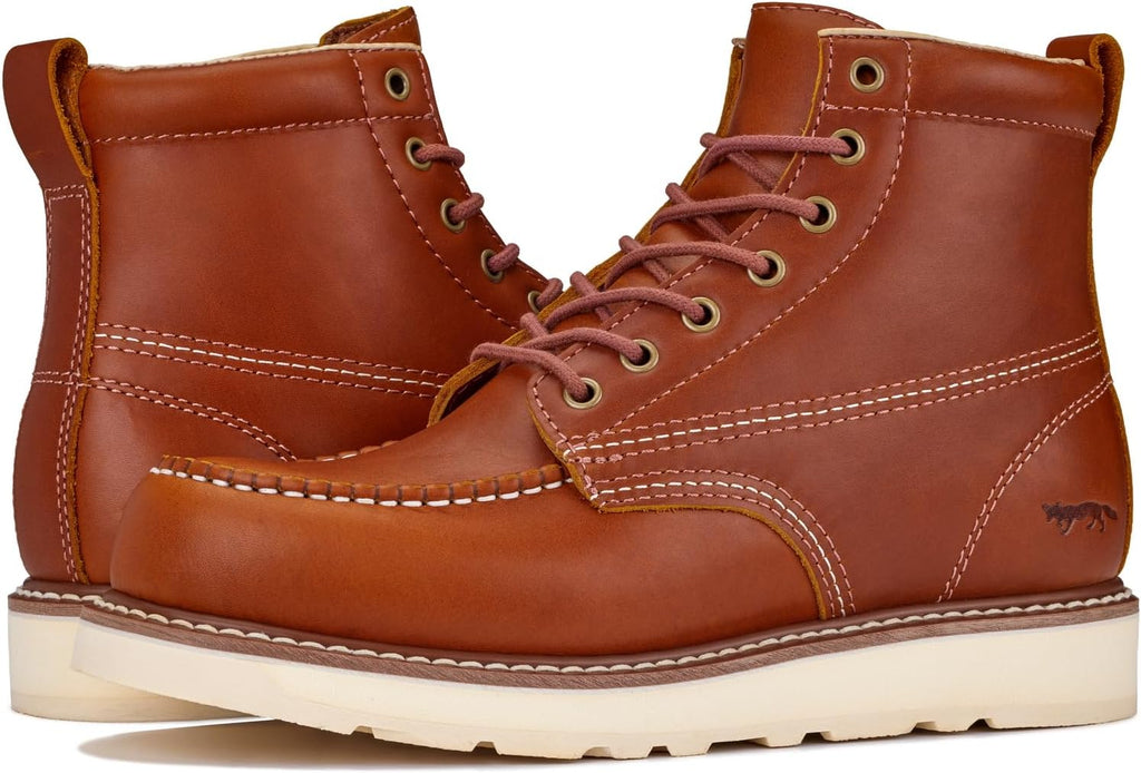 Golden Fox Work Boots 6' Men's Moc Toe Wedge Comfortable Boot for Construction