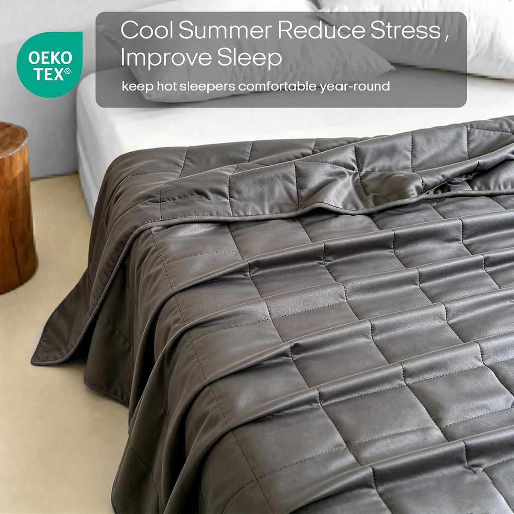 ZonLi Cooling Weighted Blanket for Hot Sleepers, 100% Bamboo Viscose, Natural, Breathable Weighted Blanket for Adults Queen Size 80'x87' 20lbs, Grey