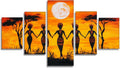 Africa Diamond Art 5 Piece Diamond Painting Woman 5D DIY Full Round Drill Dimond Art Paintings Rhinestones Crafts for Adults Gem Painting for Home Decor, Large Artwork for Wall 40 x 80 Inch, Model399