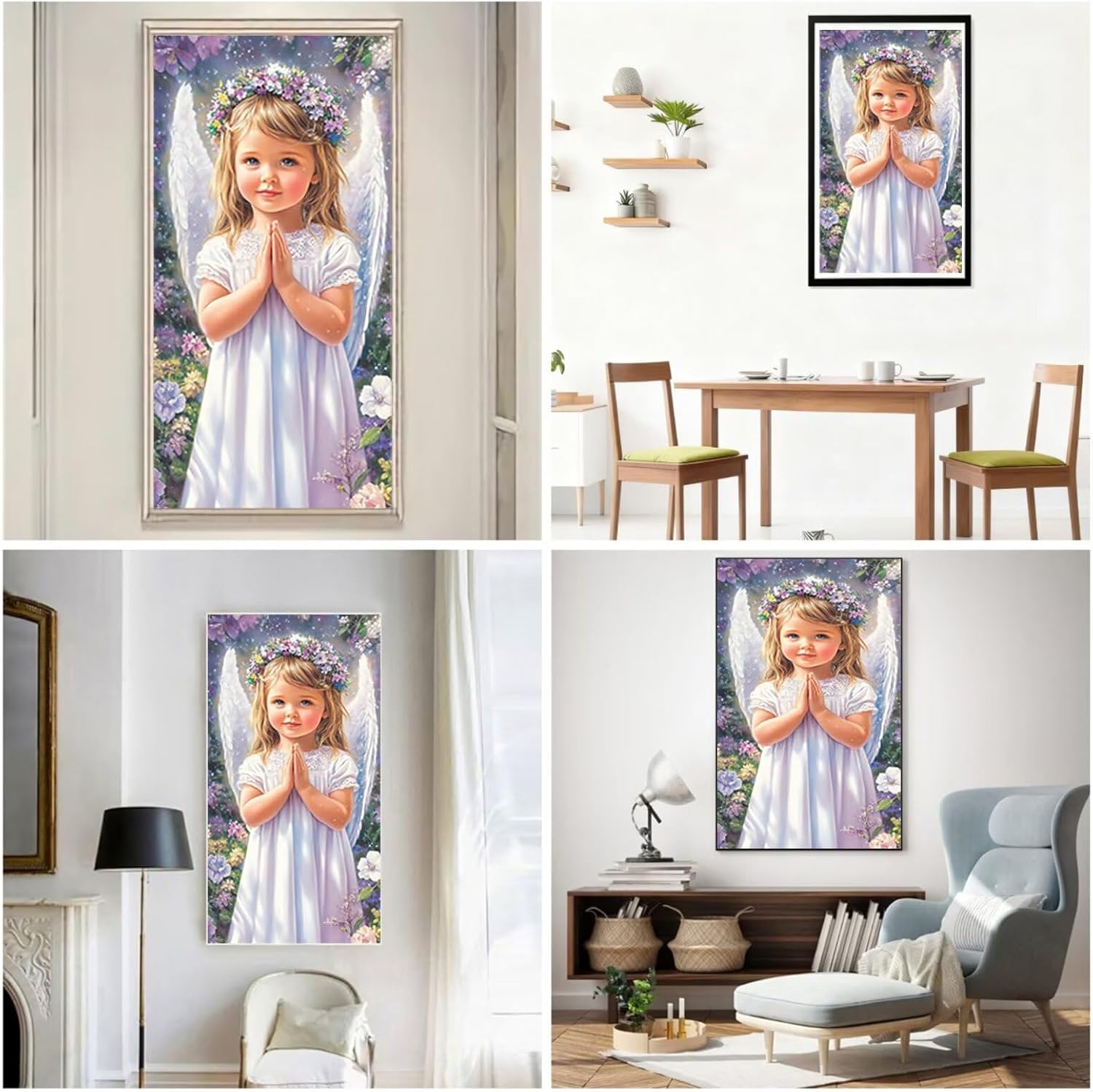 Diamond Art Kits for Adults Angel Diamond Painting Kits, 5D Round Girl Full Drill Dimond Art Paintings Crystal Rhinestones Crafts for Adults for Gift Home Wall Decor, Large Size 40 x 80 Inch, Model693