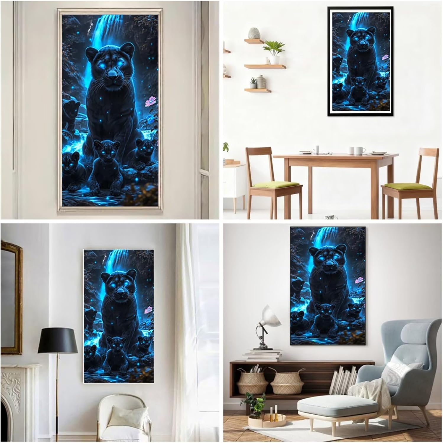 Diamond Art Kits for Adults Lion Diamond Painting Kits, 5D DIY Square Black Full Drill Dimond Art Paintings Crystal Rhinestones Crafts for Adults for Home Wall Decor, Large Size 36 x 72 Inch, Model942