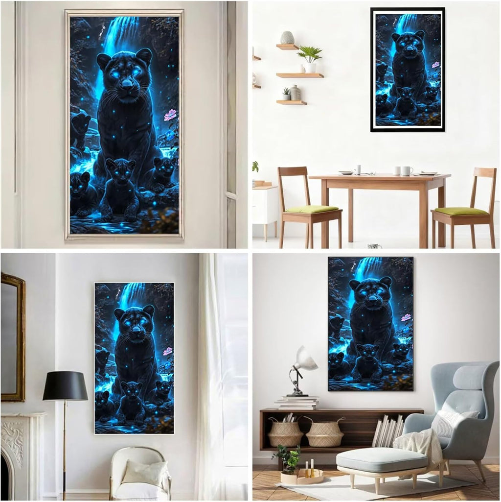 Diamond Art Kits for Adults Lion Diamond Painting Kits, 5D DIY Square Black Full Drill Dimond Art Paintings Crystal Rhinestones Crafts for Adults for Home Wall Decor, Large Size 40 x 80 Inch, Model942