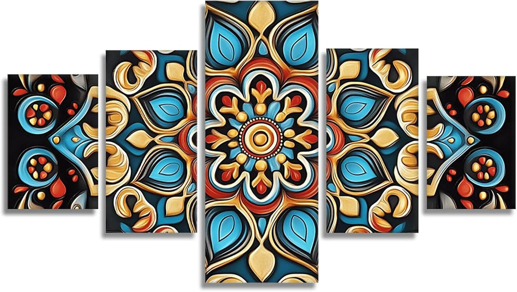 Bohemia Diamond Art 5 Piece Diamond Painting Flower 5D DIY Full Square Drill Dimond Art Paintings Crystal Crafts for Adults Gem Painting for Home Decor, Large Artwork for Wall 48 x 100 Inch, Model228