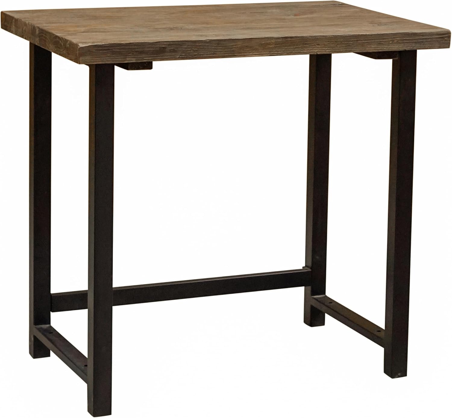 Pomona 32-Inch Compact Writing Desk with Solid Wood Top and Metal Frame – Rustic Industrial Style Small Home Office Desk with Durable Lacquer Finish and Floor Levelers by Alaterre Furniture (Natural)