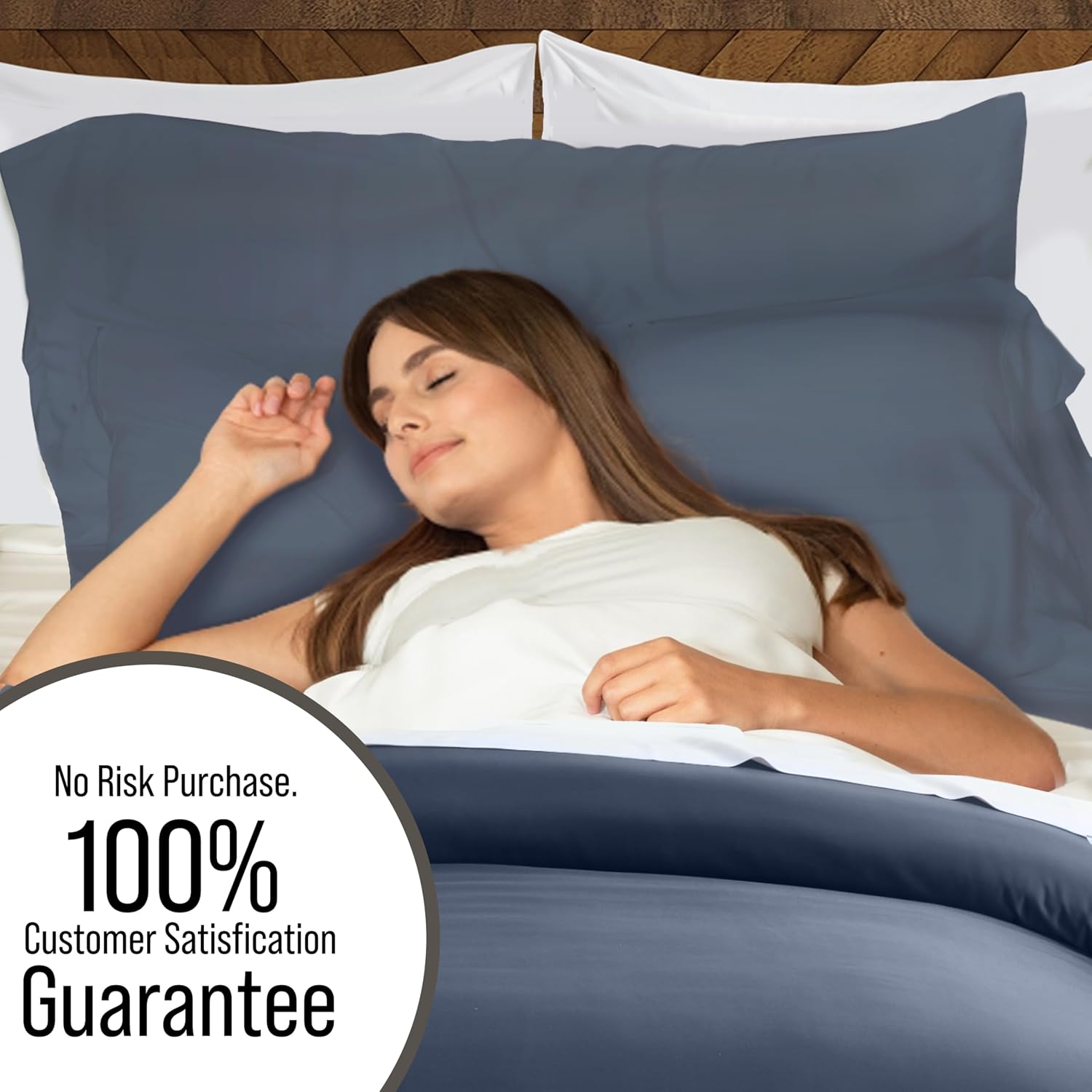 Bella Coterie Luxury Bamboo Viscose Queen Size Duvet Cover Set | 100% Organically Grown | Corner Ties | Ultra Soft | Cooling | Two Pillow Shams | 90 x 94 | No Insert [Slate Blue]
