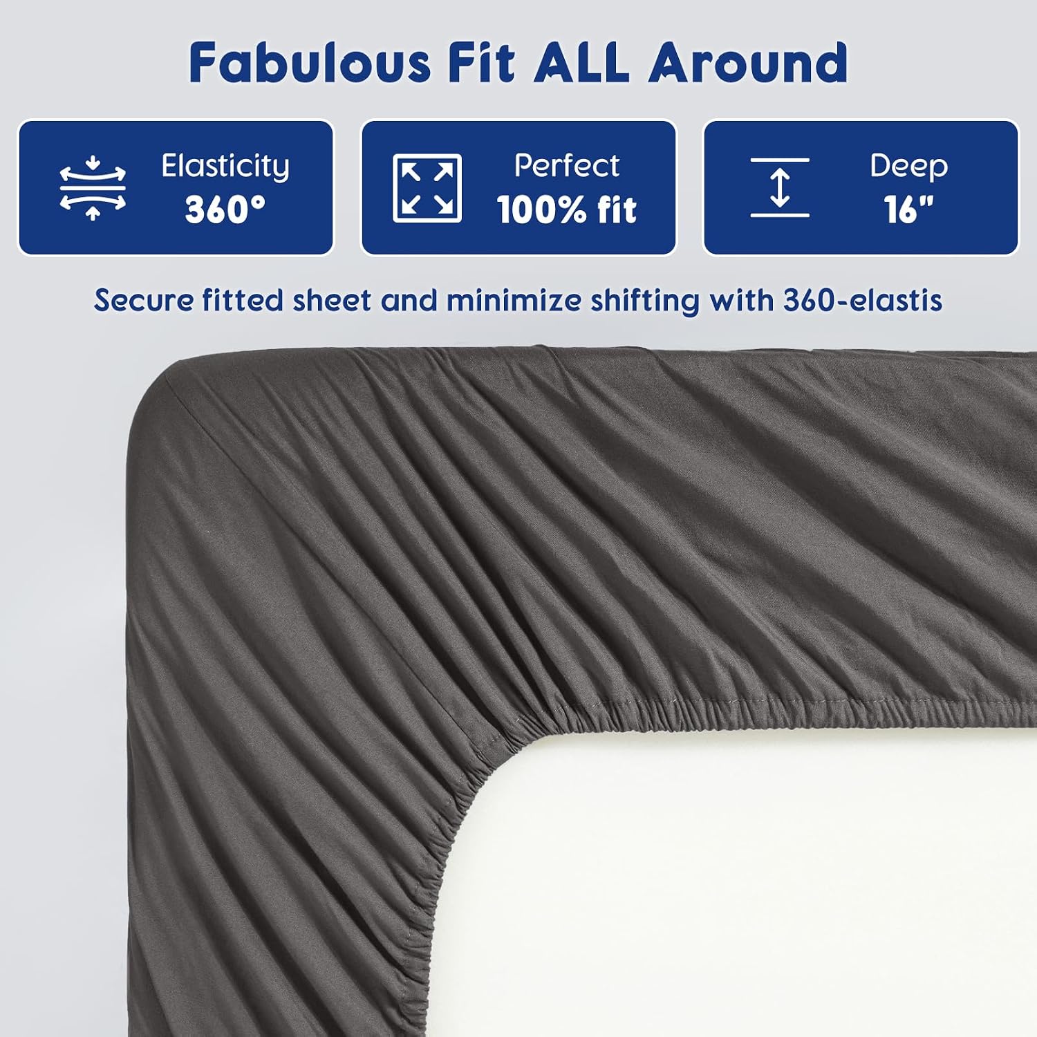 SONORO KATE 100% Egyptian Cotton Sheets - 1200 Thread Count, Luxury & Cooling Hotel Cotton Bed Sheets Set 4 Piece, Sateen Weave for Soft Feel, Fits Upto 16' Mattress (Dark Grey, Full)