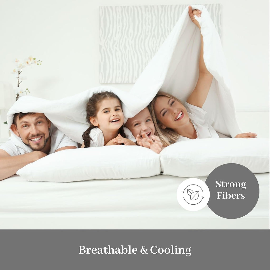 DreamFit DreamChill Cooling Bamboo Viscose Sheets For Hot Sleepers With Elastic Corner Straps 20 inch Extra Deep Pocket Breathable Silky Soft 100% Crafted in USA Queen Sheet Set Ivory
