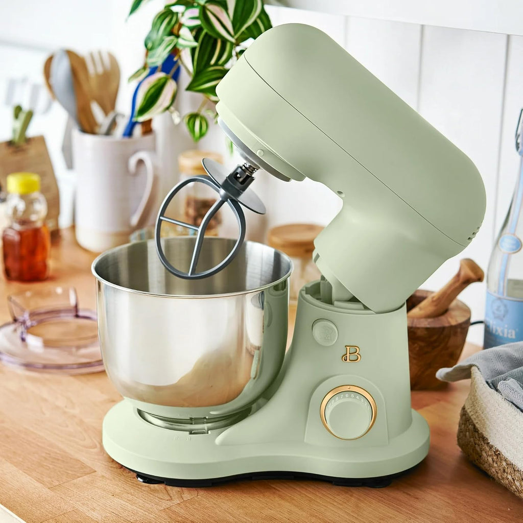 3.5 Qt Stand Mixer, 300W Powerful Motor, Tilt-Head Design with Stainless Steel Bowl, 12 Speeds, Includes Dough Hook Whisk Beater for Baking Mixing (Sage Green)