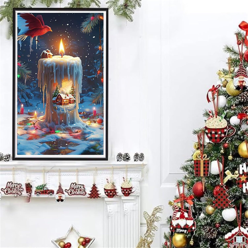 Diamond Art Kits for Adults Christmas Diamond Painting Kits, 5D DIY Square Candle Full Drill Dimond Art Paintings Crystal Crafts for Adults for Gift Home Wall Decor, Large Size 36 x 72 Inch, Model672