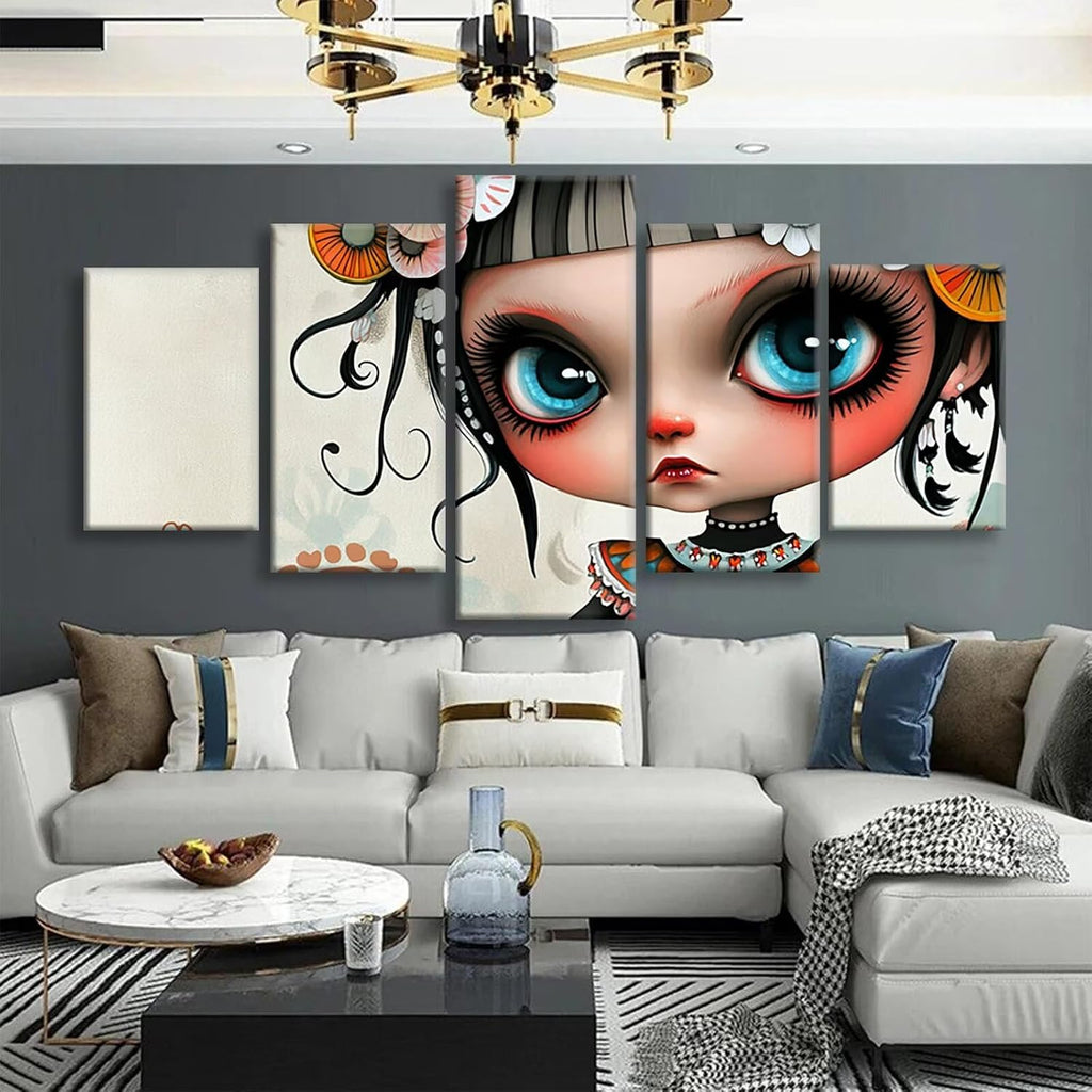 Woman Diamond Art 5 Piece Diamond Painting Geometry 5D DIY Full Square Drill Dimond Art Paintings Crystal Crafts for Adults Gem Painting for Home Decor, Large Artwork for Wall 48 x 100 Inch, Model312