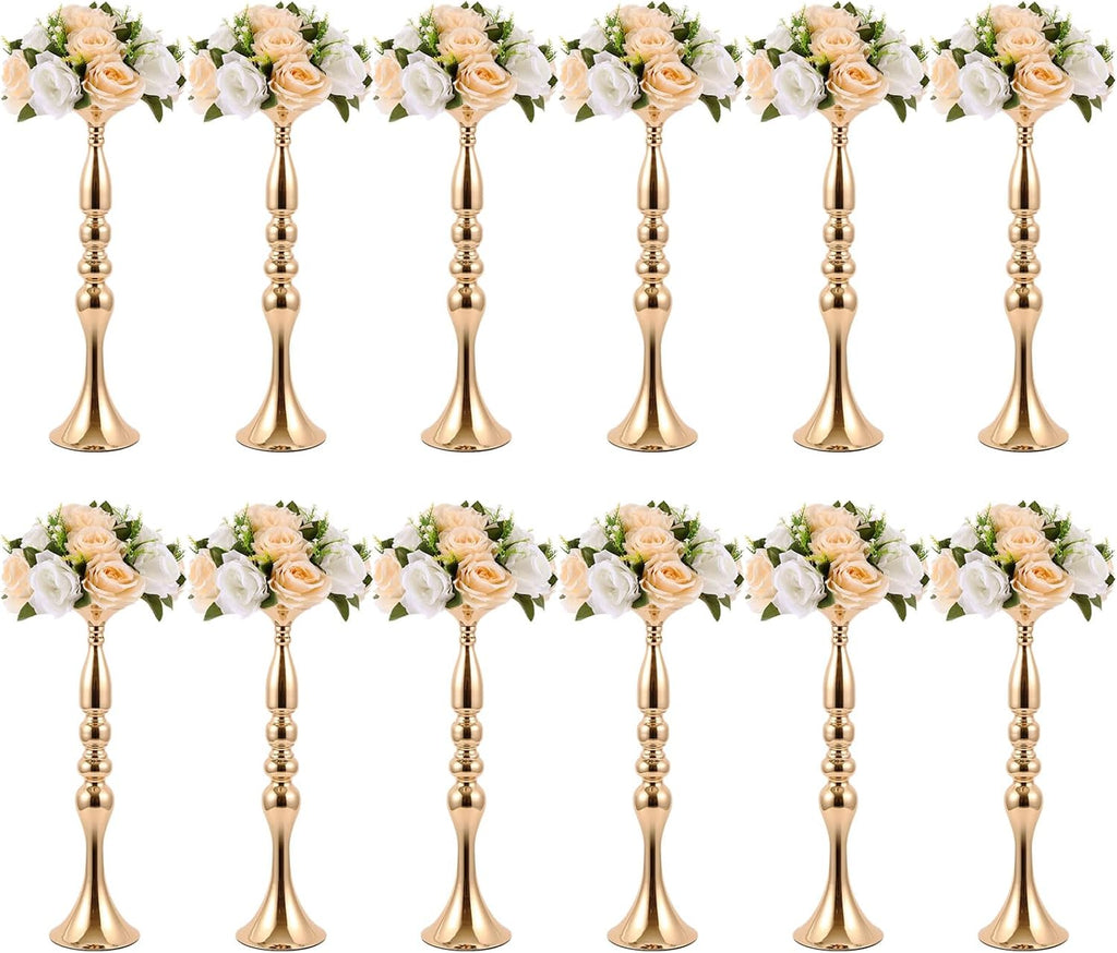 Didaey 12 Pcs Gold Wedding Centerpiece Stand Metal Flower Arrangements Holder Tall Centerpiece for Table Gold Vase Flower Stand for Wedding Reception Event Party Hotel Home Decor(20 Inches)