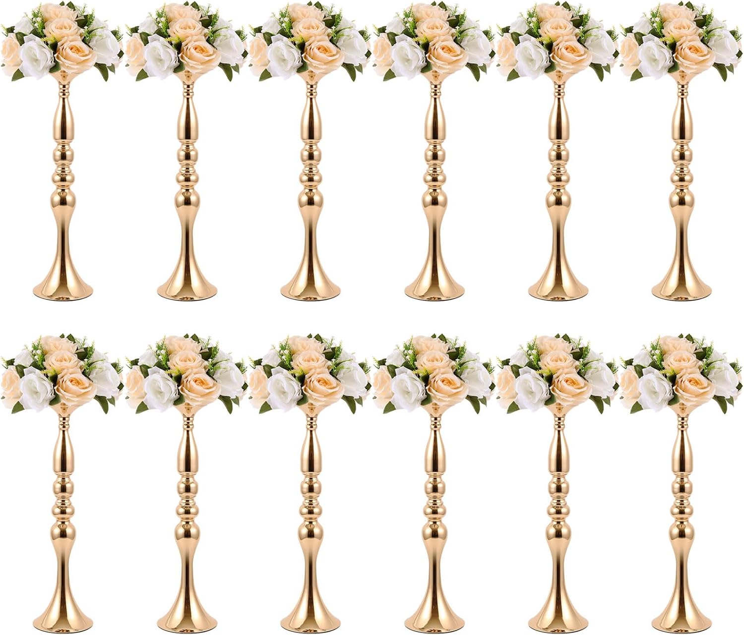 Didaey 12 Pcs Gold Wedding Centerpiece Stand Metal Flower Arrangements Holder Tall Centerpiece for Table Gold Vase Flower Stand for Wedding Reception Event Party Hotel Home Decor(20 Inches)