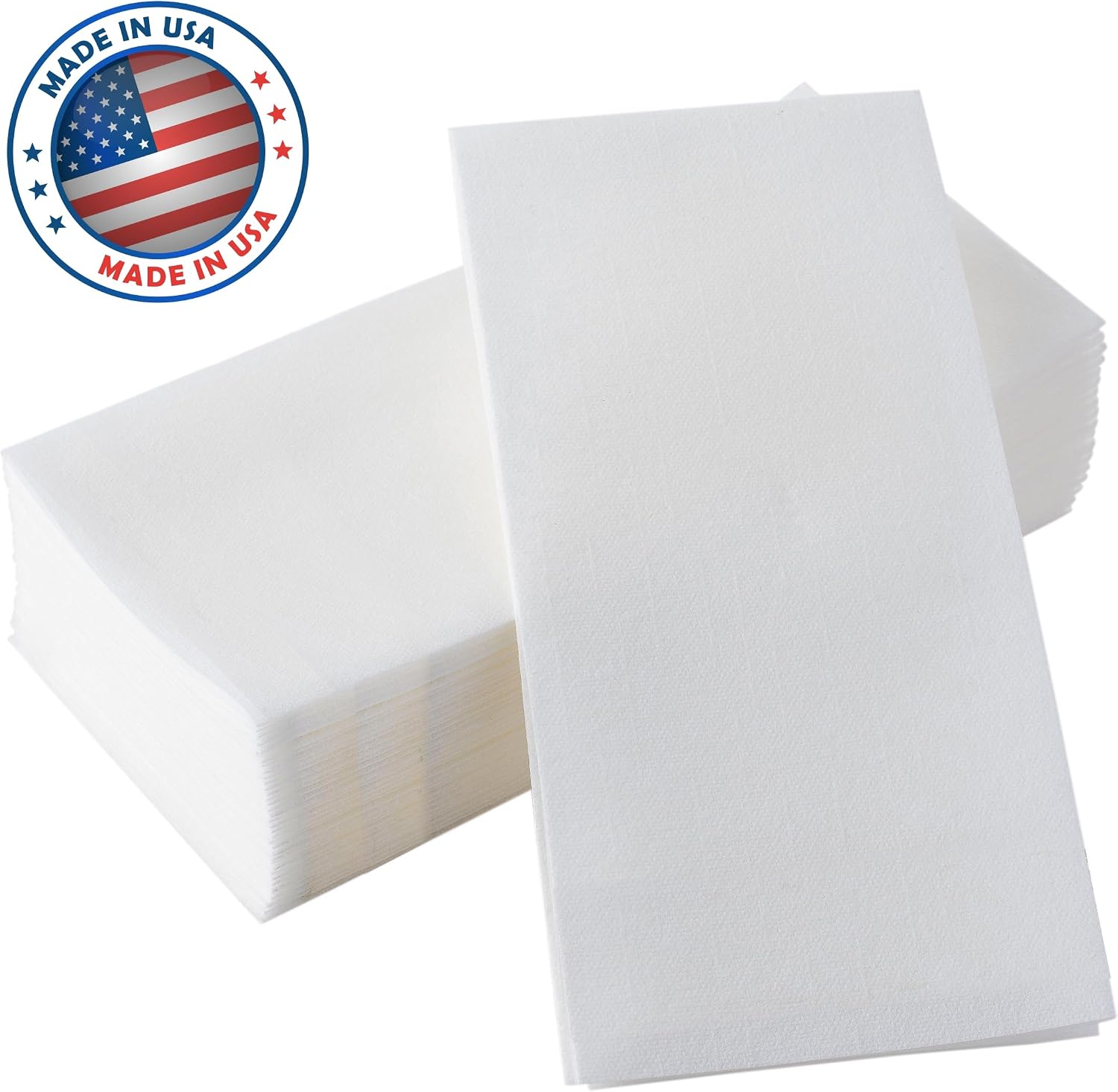 1000-Pack BloominGoods Disposable Bathroom Napkins | Linen-Feel Guest Towels, Made In USA | Cloth-Like Hand Tissue Paper, White, 12' x 17'