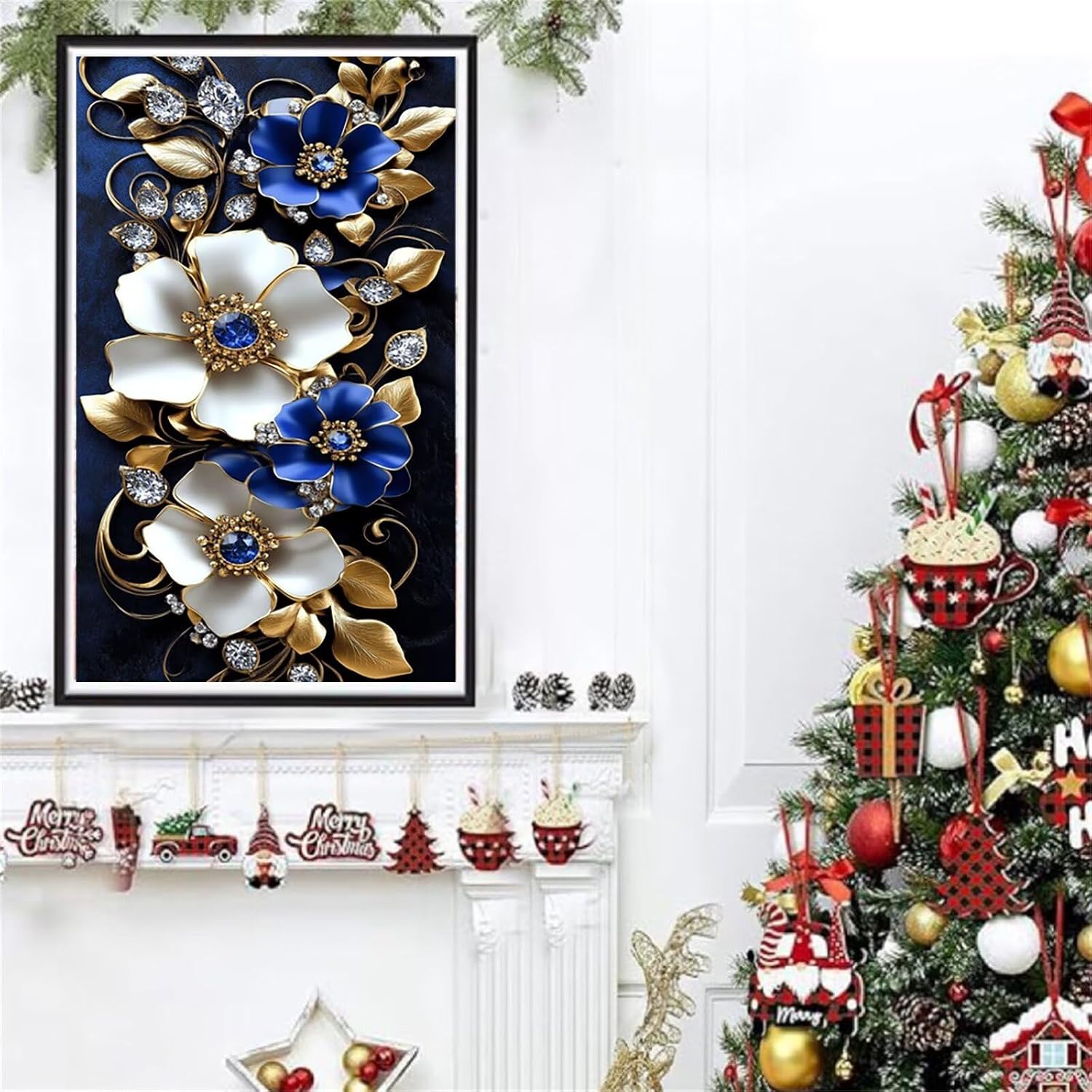 Diamond Art Kits for Adults Flower Diamond Painting Kits, 5D DIY Round Full Drill Dimond Art Paintings Rhinestones Crafts for Adults for Gift Home Wall Decor, Large Size 36 x 72 Inch, Model819