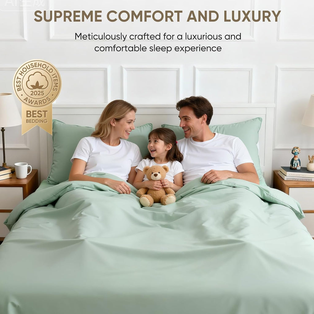 TWK 1200 Thread Count 100% Egyptian Cotton Sheets Bed Set,Thickness,Long-Lasting Durability,Resists Pilling,Deep Pocket Up to 18',with a Laundry Bag (Mineral, Queen)