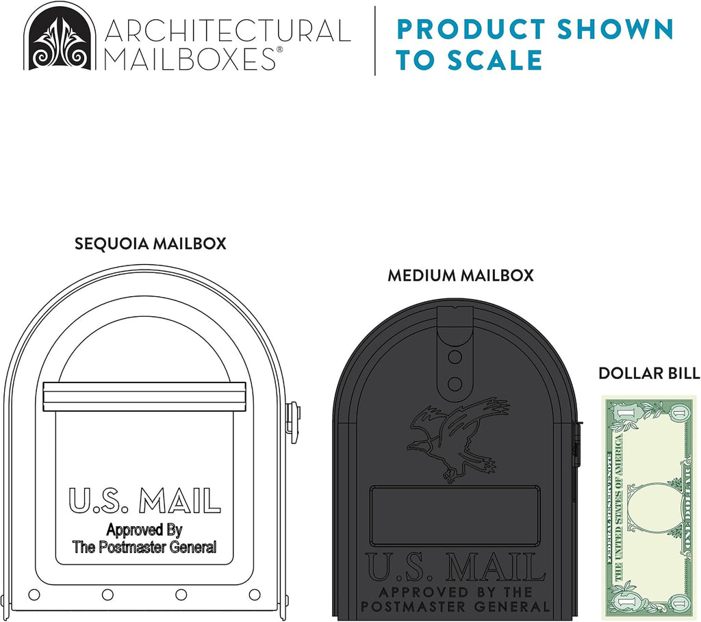 Architectural Mailboxes 5560W-R-10 Sequoia Postmount Mailbox, Large, White, 20. 79 in. x 8. 03 in. x 9. 72 in.