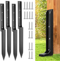 Fence Post Repair Stakes Kit – 1/8' Thickened Carbon Steel One-Piece Structure, Heavy Duty Ground Anchor Stake for Repairing or Reinforcing Broken/Leaning Privacy Fence & Mailbox Post, Black, 4-Pack