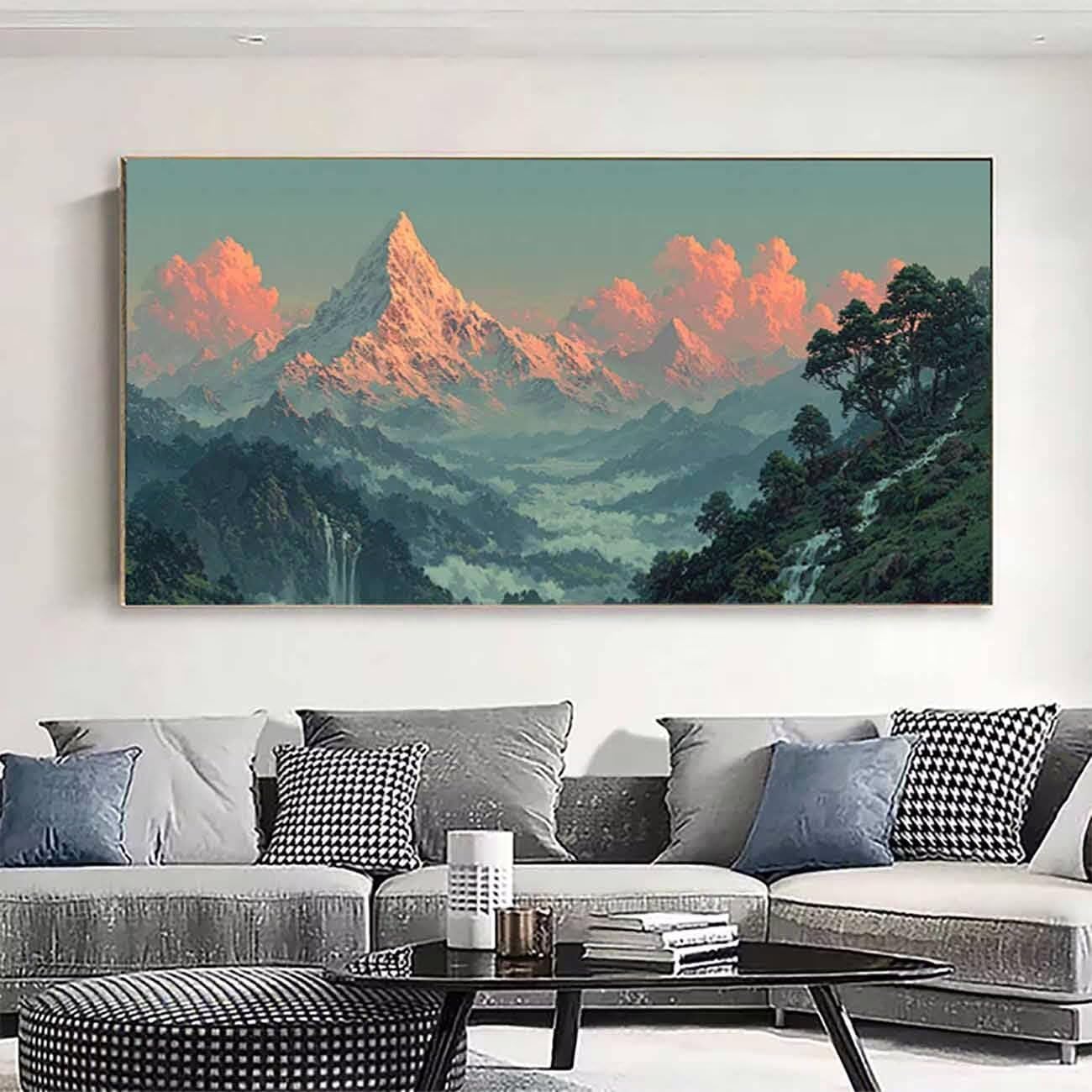 Landscape Dimond Painting Kit, Mountain Diamond Art Kits for Adults, 5D Square Full Dirll Crystal Dots Gem Art Paintings Embroidery Crafts Picture Beginners for Home Wall Decor Gifts 40x80in us9-8x