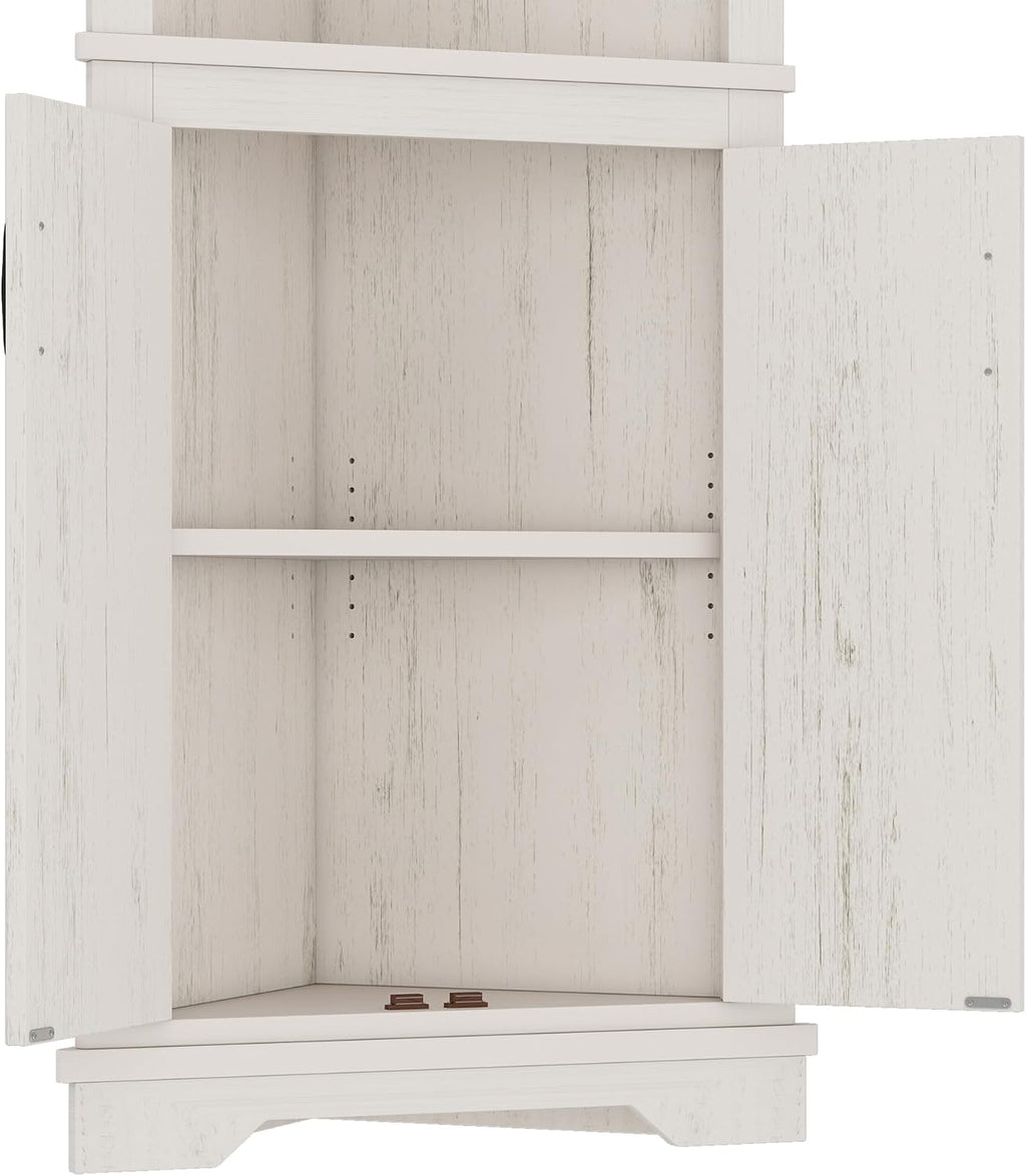Bellemave Triangle Corner Storage Cabinet, 69.4'' H Tall Bathroom/Kitchen Cabinet with Doors & Shelves, Space-Saving Furniture for Small Spaces (Beige)