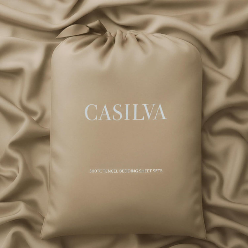 CASILVA Eucalyptus Sheets - Infused with Silver for Anti-Odor, Softer Than Silk Fibers, More Cooling Than Cotton - Perfect for Hot Sleepers & Sensitive Skin - 100% Tencel Lyocell - Queen Sheet Set