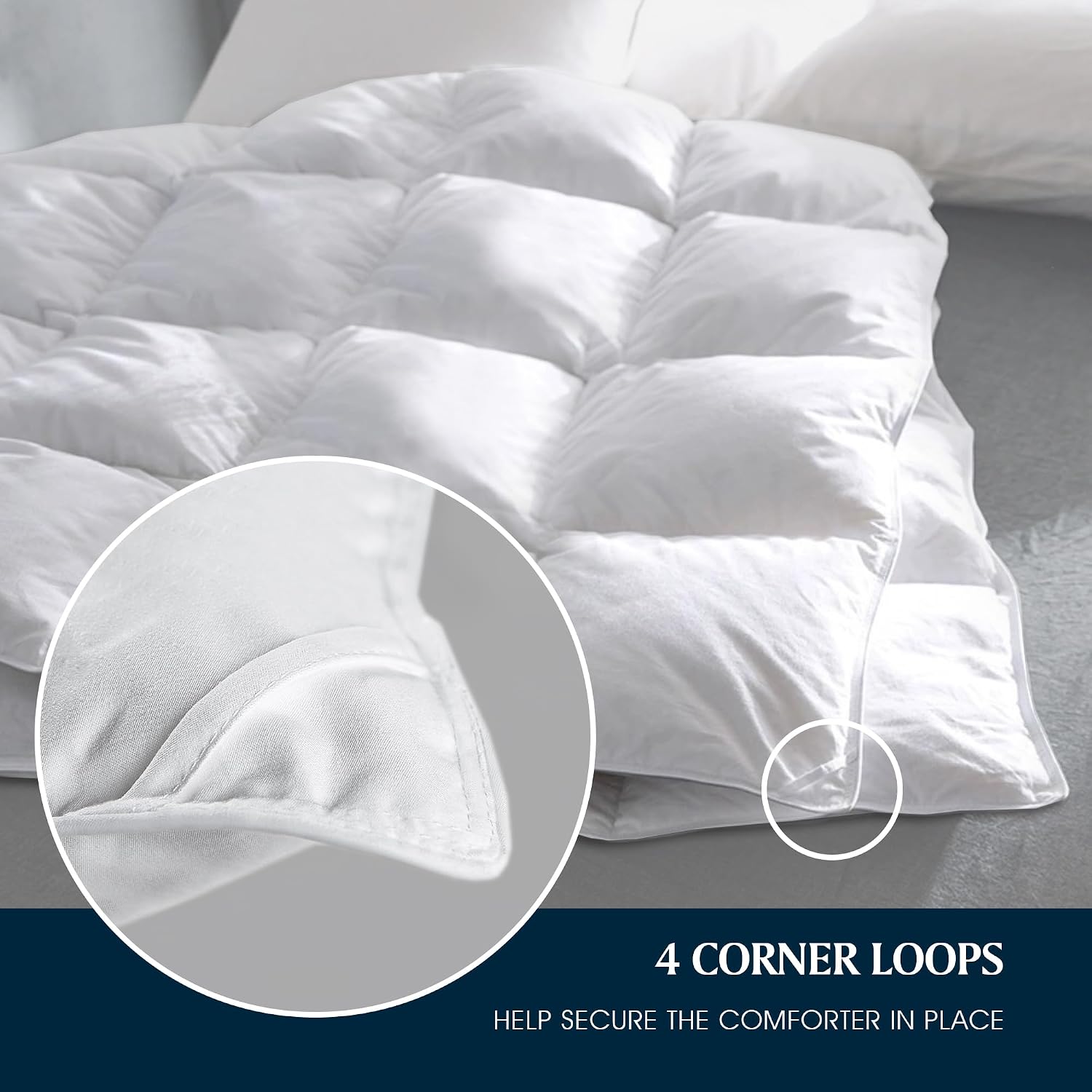 Serta Down Fiber Comforter King Size-All Season Duvet Insert, Luxury Fluffy Bed Comforter 100% Cotton 300 Thread Count Shell, Down Feather Fiber 500 Fill Power with Corner Taps, White 106x90inch
