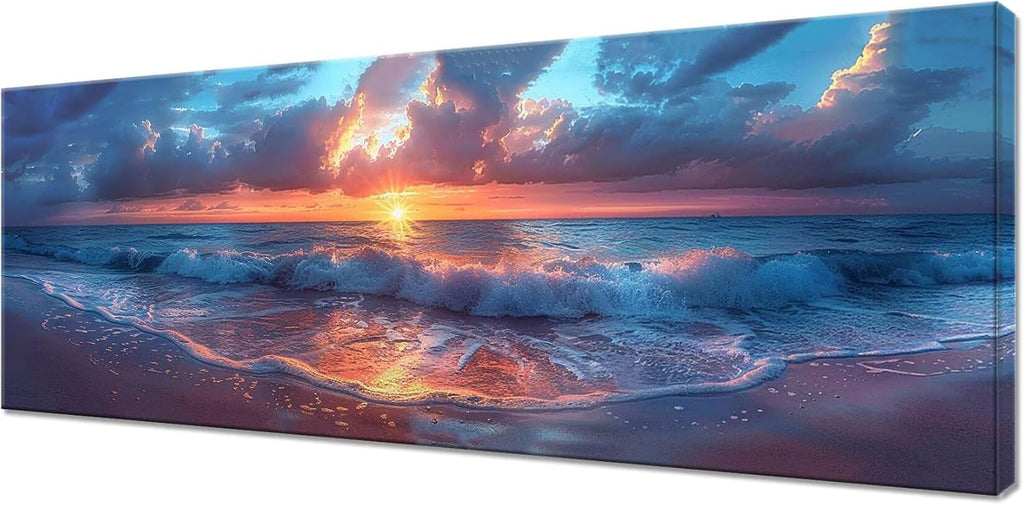 Sunset Diamond Art Kits for Adults, Large Diamond Painting Beach Dimond Art Paintings by Numbers Kit for Beginner, 80x32in Diamonds Pictures Crystal Arts Crafts for Room Decor, Gifts for Women Z1-808