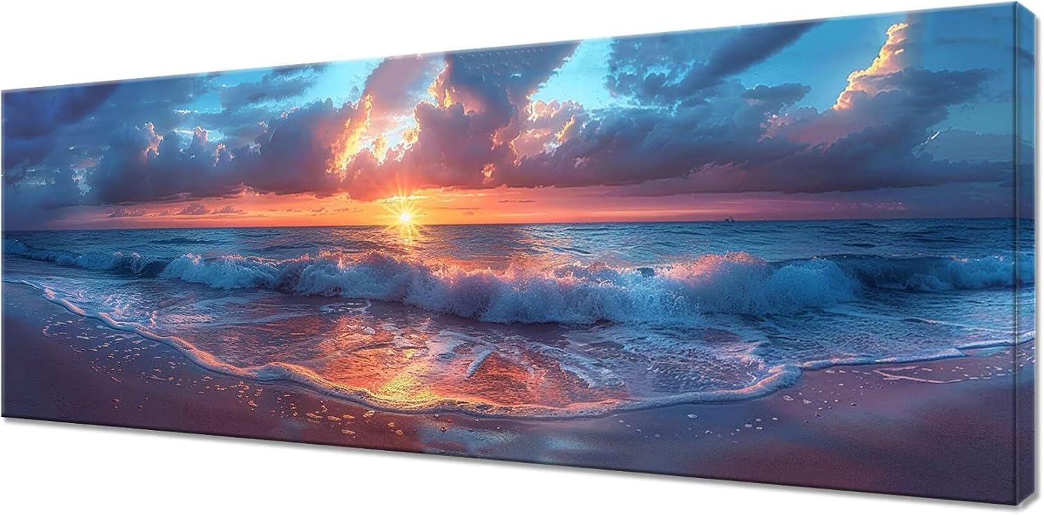 Sunset Diamond Art Kits for Adults, Large Diamond Painting Beach Dimond Art Paintings by Numbers Kit for Beginner, 100x40in Diamonds Pictures Crystal Arts Crafts for Room Decor, Gifts for Women Z1-808