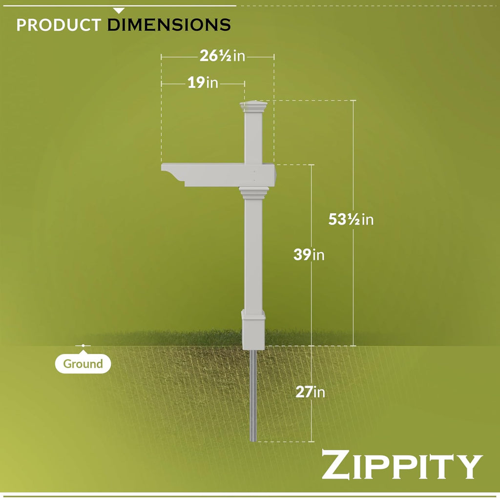 Zippity Outdoor Products ZP19013 Classica Mailbox Post, White