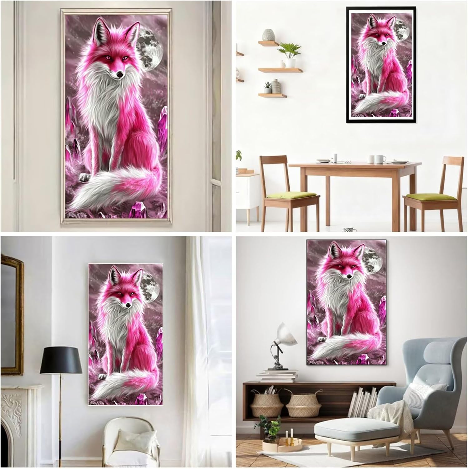 Diamond Art Kits for Adults Fox Diamond Painting Kits 5D DIY Round Moon Full Drill Dimond Art Paintings Crystal Rhinestones Crafts for Adults for Gift Home Wall Decor, Large Size 40 x 80 Inch,Model903
