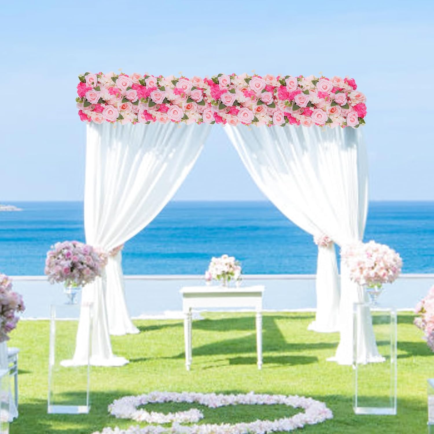 Pack of 10 Wedding Arch Decorations, 20.47 inch Artificial Flower Table Centerpieces Floral Arrangement for Wall Backdrop Party Bridal Shower Event Decor - Pink
